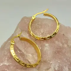 GENERICO - Argollas ORO LAMINADO 18K Diseño GRECAS