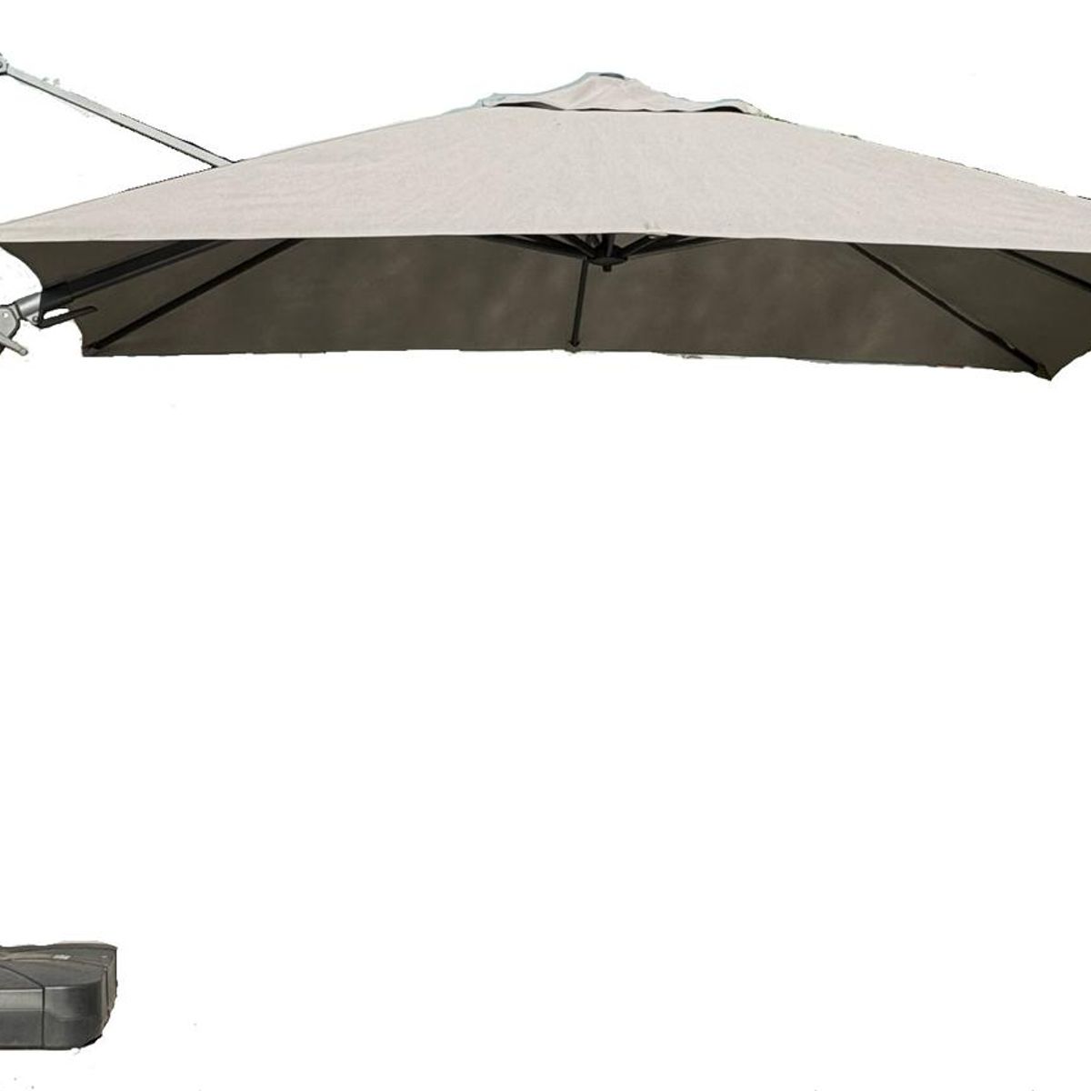 GENERICO - Quitasol Mega XXL Premium SunLife 3,5 x 3,5 Base, mástil grafito, y tela Gris