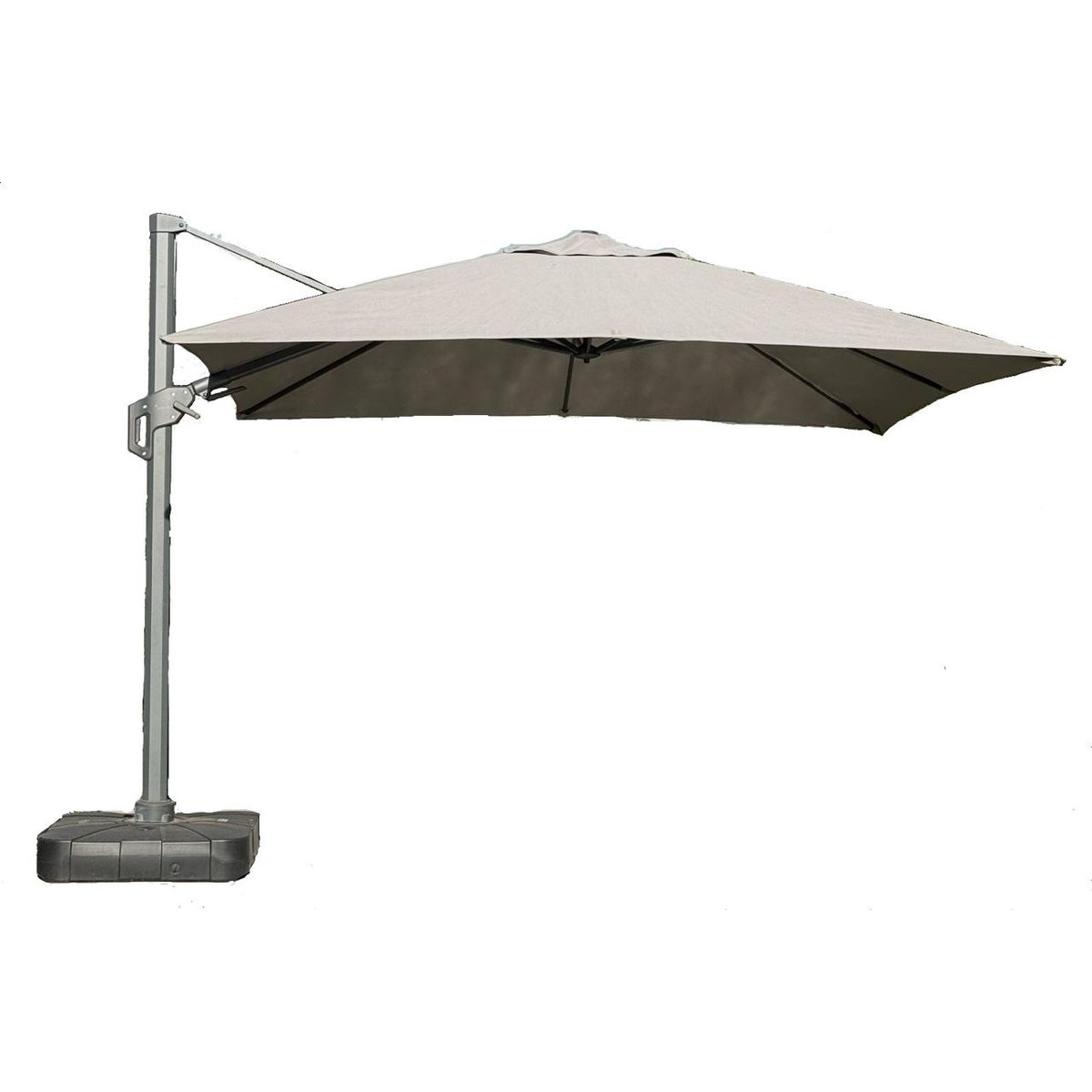 GENERICO - Quitasol Mega XXL Premium SunLife 3,5 x 3,5 Base, mástil grafito, y tela Gris