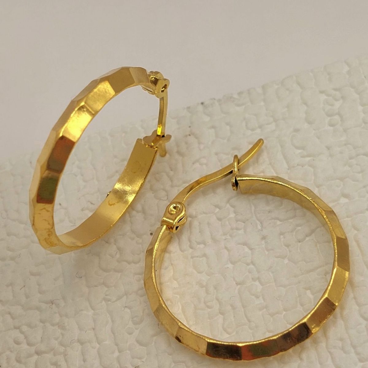 GENERICO - Argollas facetadas de ORO LAMINADO 18K 2,5 MM