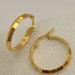 GENERICO - Argollas facetadas de ORO LAMINADO 18K 2,5 MM