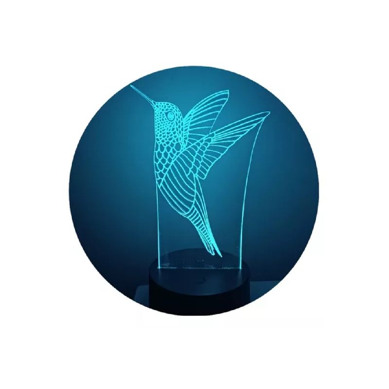 GENERICO - Lámpara Led Ilusión 3d Colibri De 7 Colores