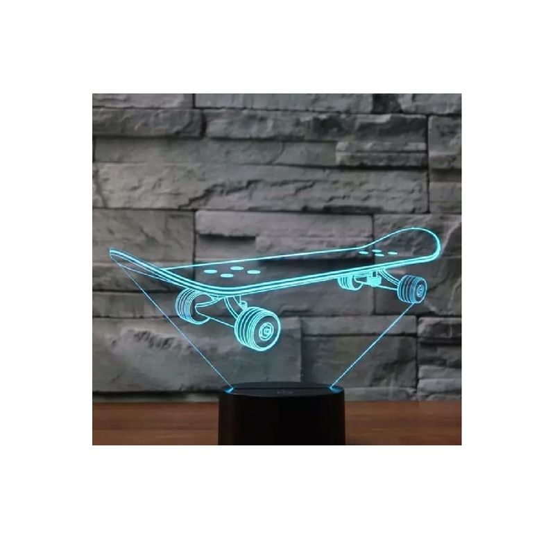 GENERICO - Lampara ilusión 3D Skate De 7 Colores
