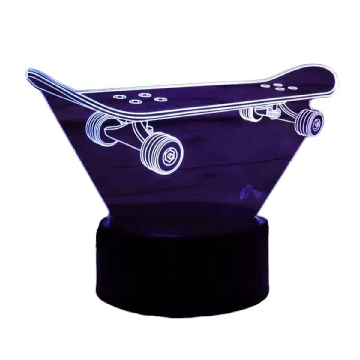 GENERICO - Lampara ilusión 3D Skate De 7 Colores