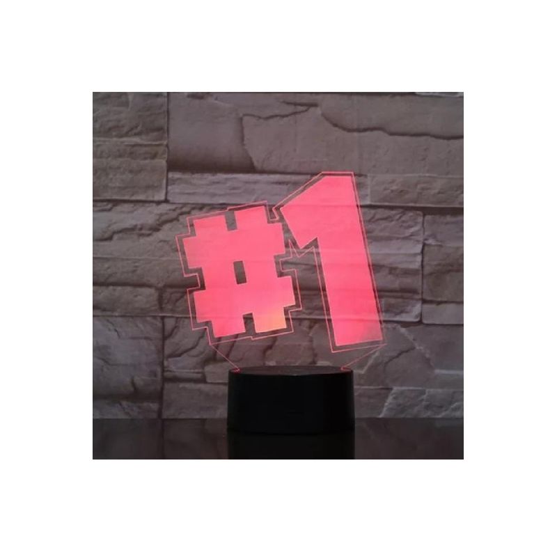 GENERICO - Lampara ilusión 3D ( Numero 1) De 7 Colores