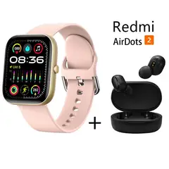 XIAOMI - Reloj inteligente de pantalla grande HD + combo Redmi AirDots 2 Rosa