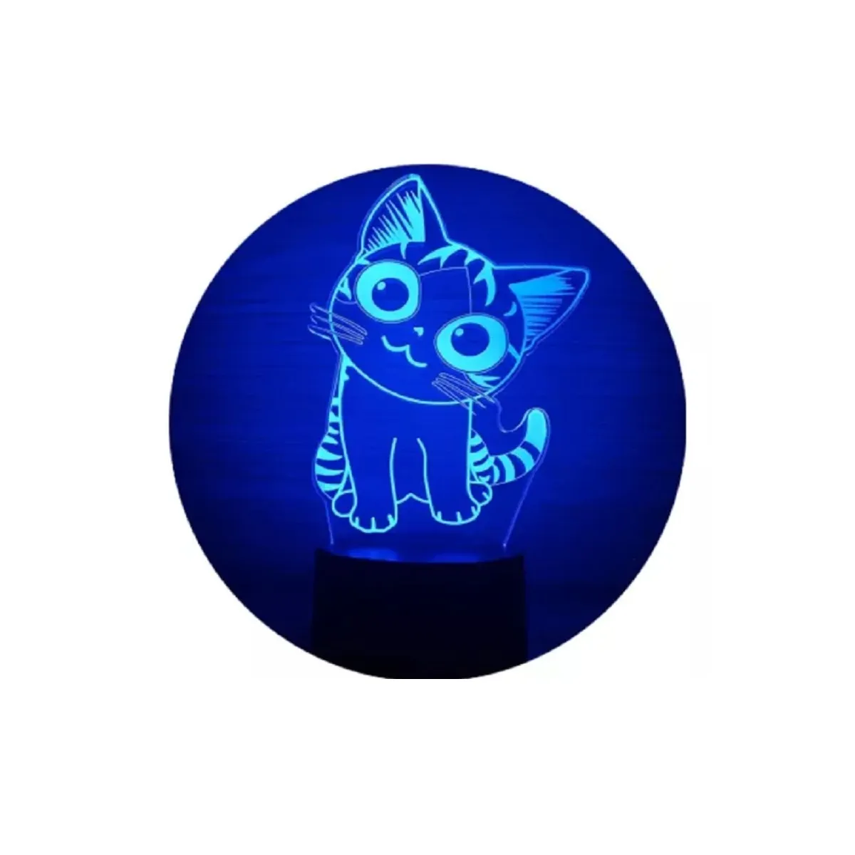 GENERICO - Lampara ilusión 3D Gatita Chi Anime De 7 Colores