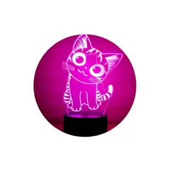 GENERICO - Lampara ilusión 3D Gatita Chi Anime De 7 Colores