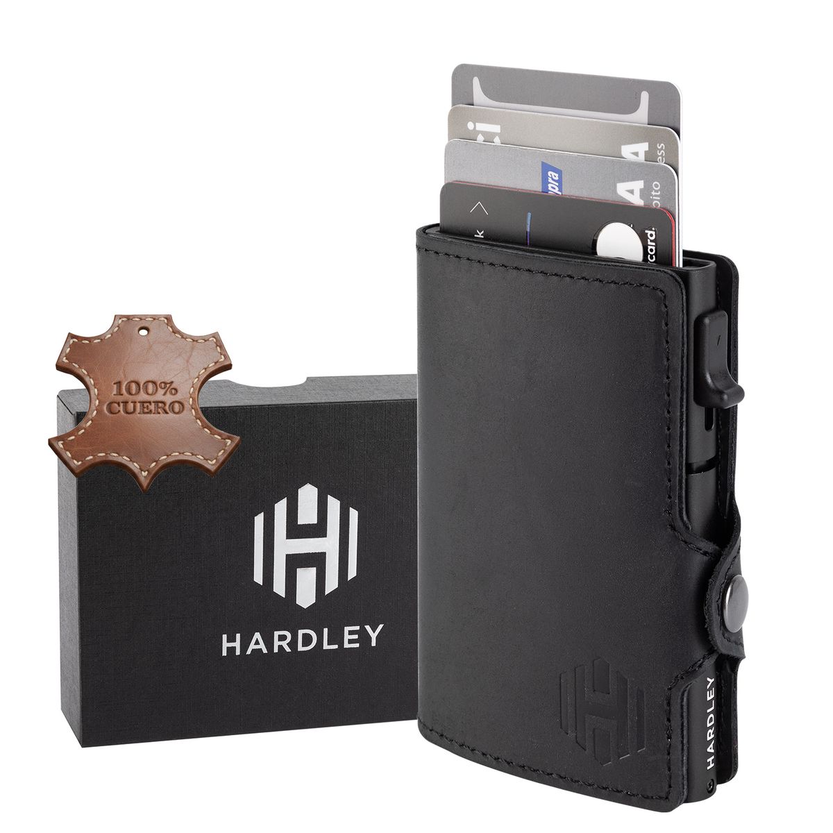 HARDLEY - Billetera Hombre De Cuero Tarjetero Bloqueo Rfid