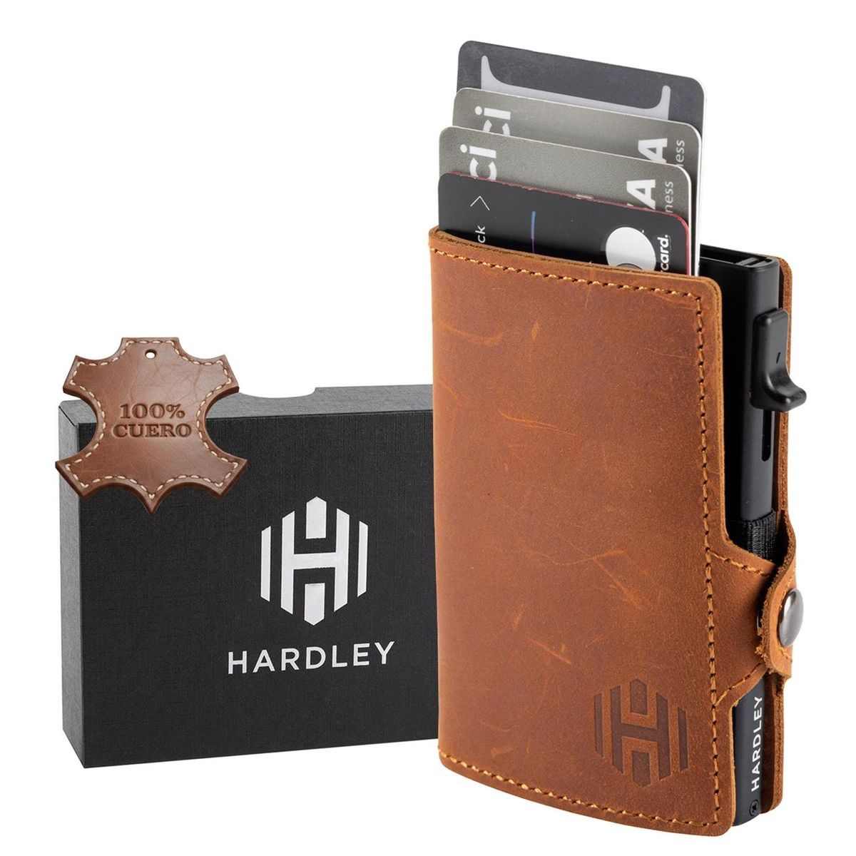 HARDLEY - Billetera Hombre De Cuero Tarjetero Bloqueo Rfid
