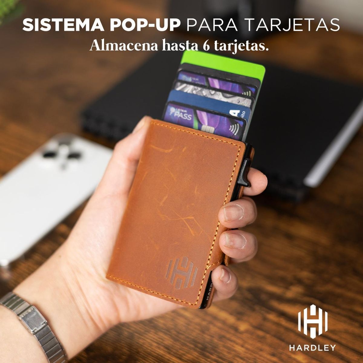 HARDLEY - Billetera Hombre De Cuero Tarjetero Bloqueo Rfid