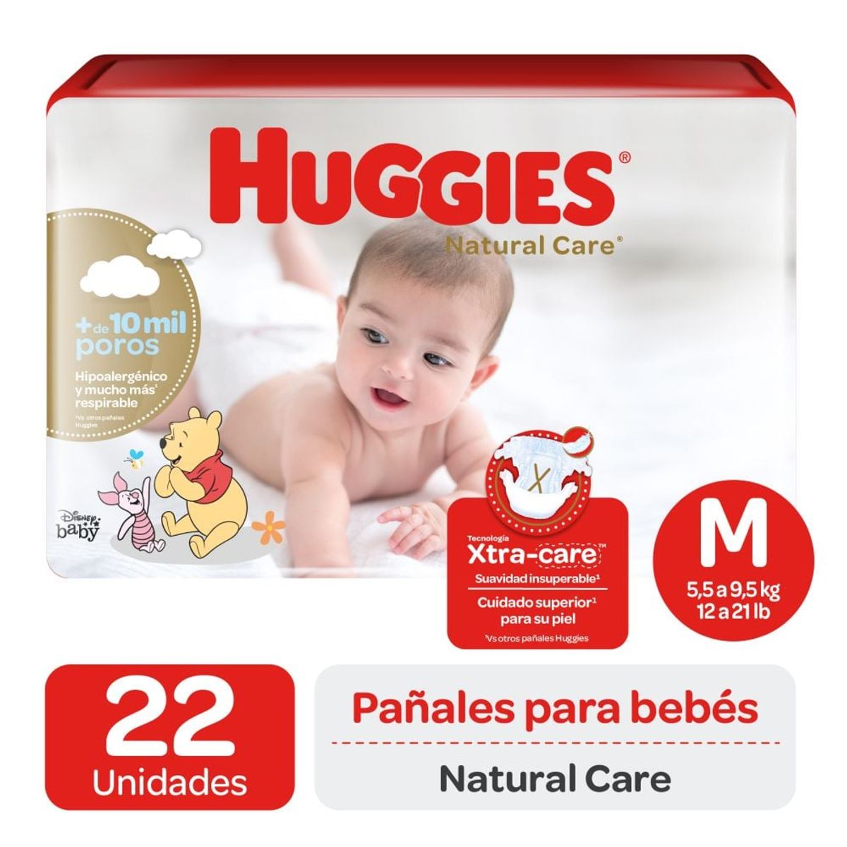 HUGGIES - Pañales Huggies Natural Care M 4 pack x22 88 unidades