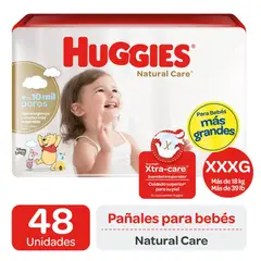 HUGGIES - PAÑALES NATURAL CARE XXXG POR 48 UNIDADES