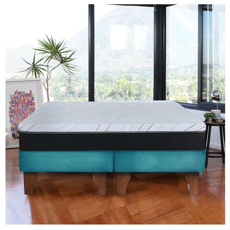 LATAM HOME - Cama Europea 2 Plazas Zen Pro 150x200 Cm Tela Turquesa
