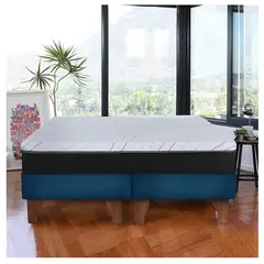 LATAM HOME - Cama Europea 2 Plazas Zen Pro 150x200 Cm Tela Azul Petroleo