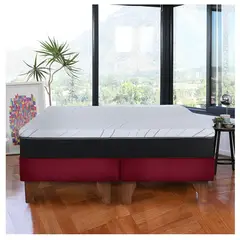 LATAM HOME - Cama Europea 2 Plazas Zen Pro 150x200 Cm Tela Burdeo