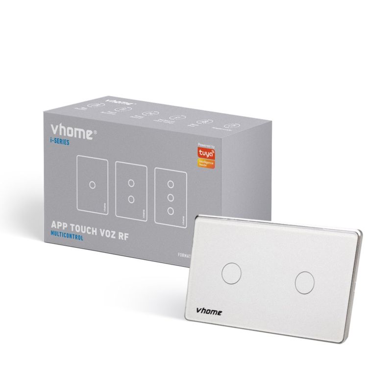 VHOME - Interruptor Wifi RF Vhome Design Vector Sin Neutro 2 Canales