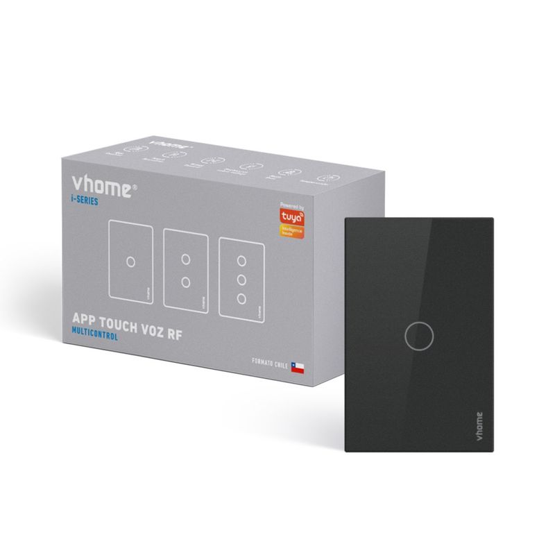 VHOME - Interruptor Wifi RF Vhome Live Black Sin Neutro 1 Canal