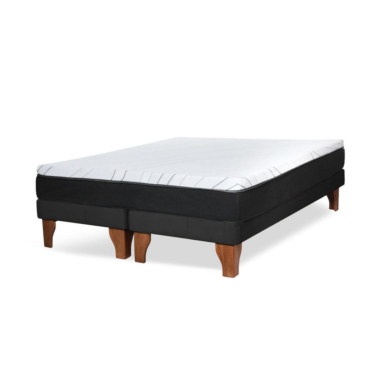 LATAM HOME - Cama Europea Zen Pro Colchon Resortes 2 Plazas Base Dividida Tela Negro