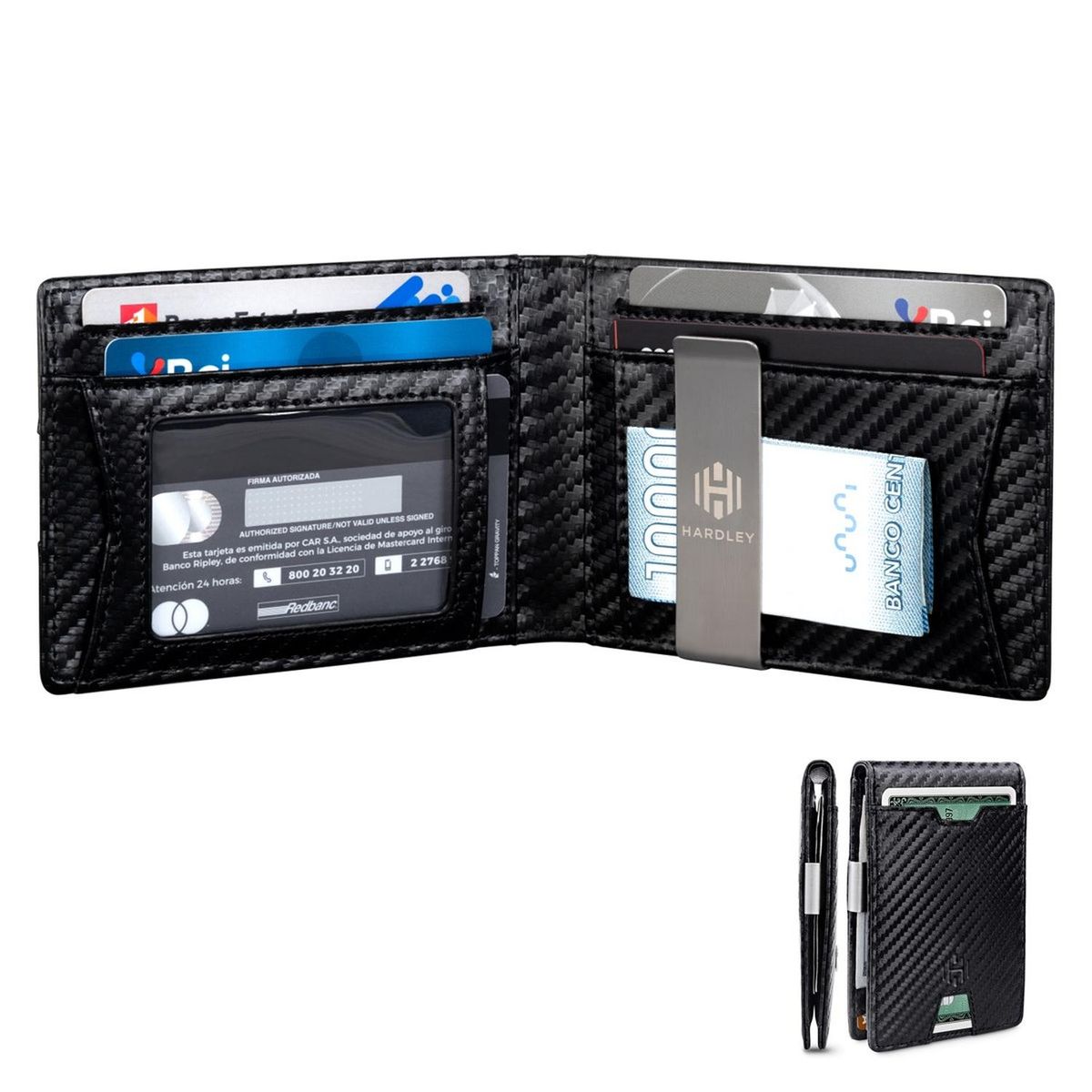 HARDLEY - Billetera 100% Cuero Hombre Bloqueo Rfid Tarjetero Hardley