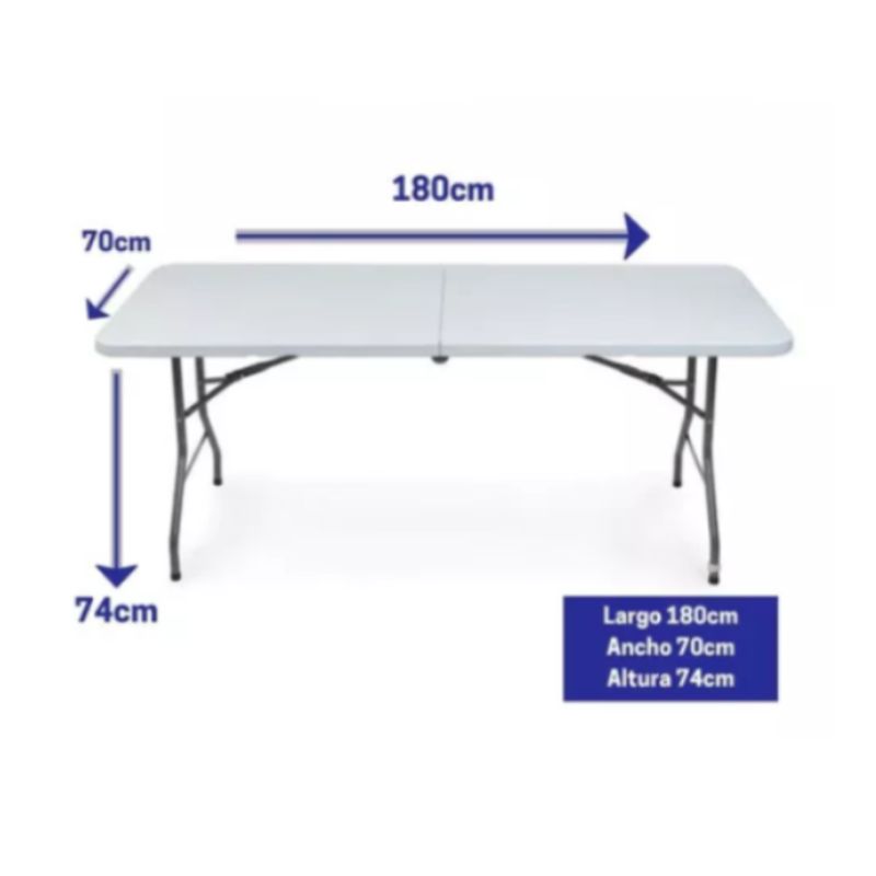 GENERICO - Mesa Plegable De Plástico180cm Tipo Portafolio Resistente Color Blanco