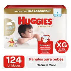 HUGGIES - PAÑALES NATURAL CARE POR 124 UNIDADES