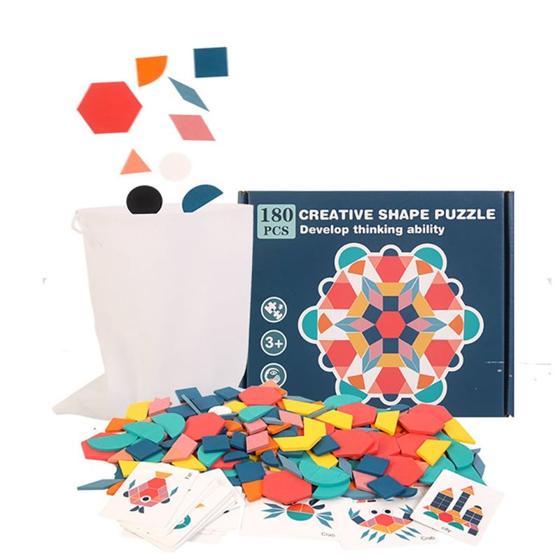 GENERICO - 180 Piezas Tangrams De Madera Para Niños Educación Infantil