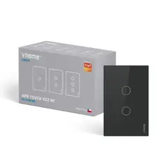 VHOME - Interruptor Wifi RF Live Black Sin Neutro 2 Canales