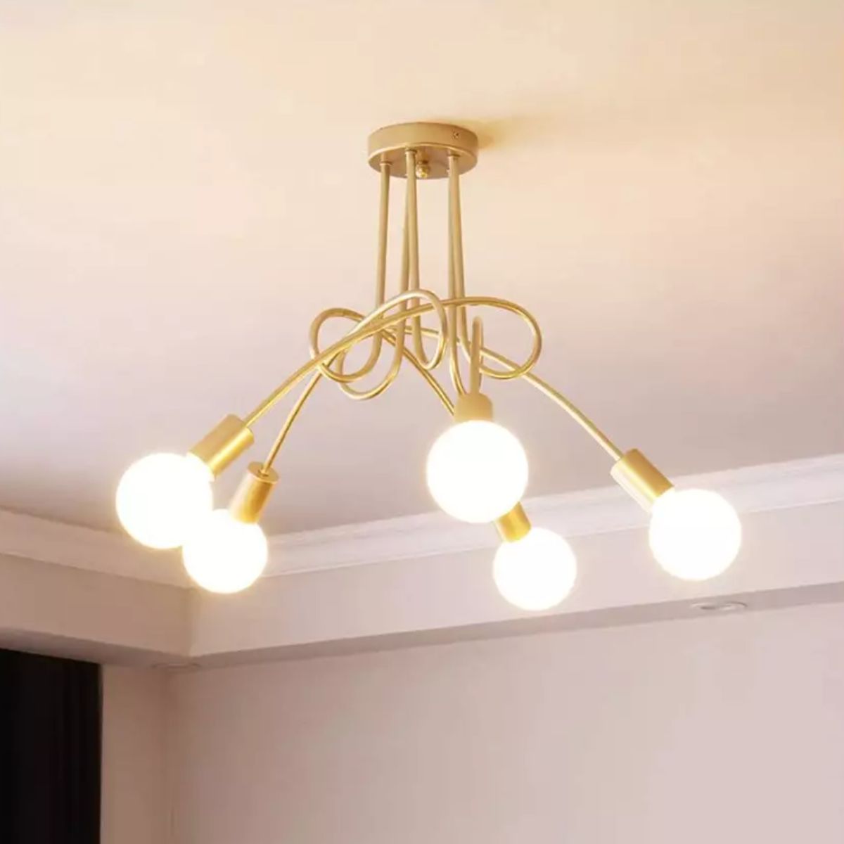 CASA NEW - Lámpara De Techo Vintage De 5 LED Dorado