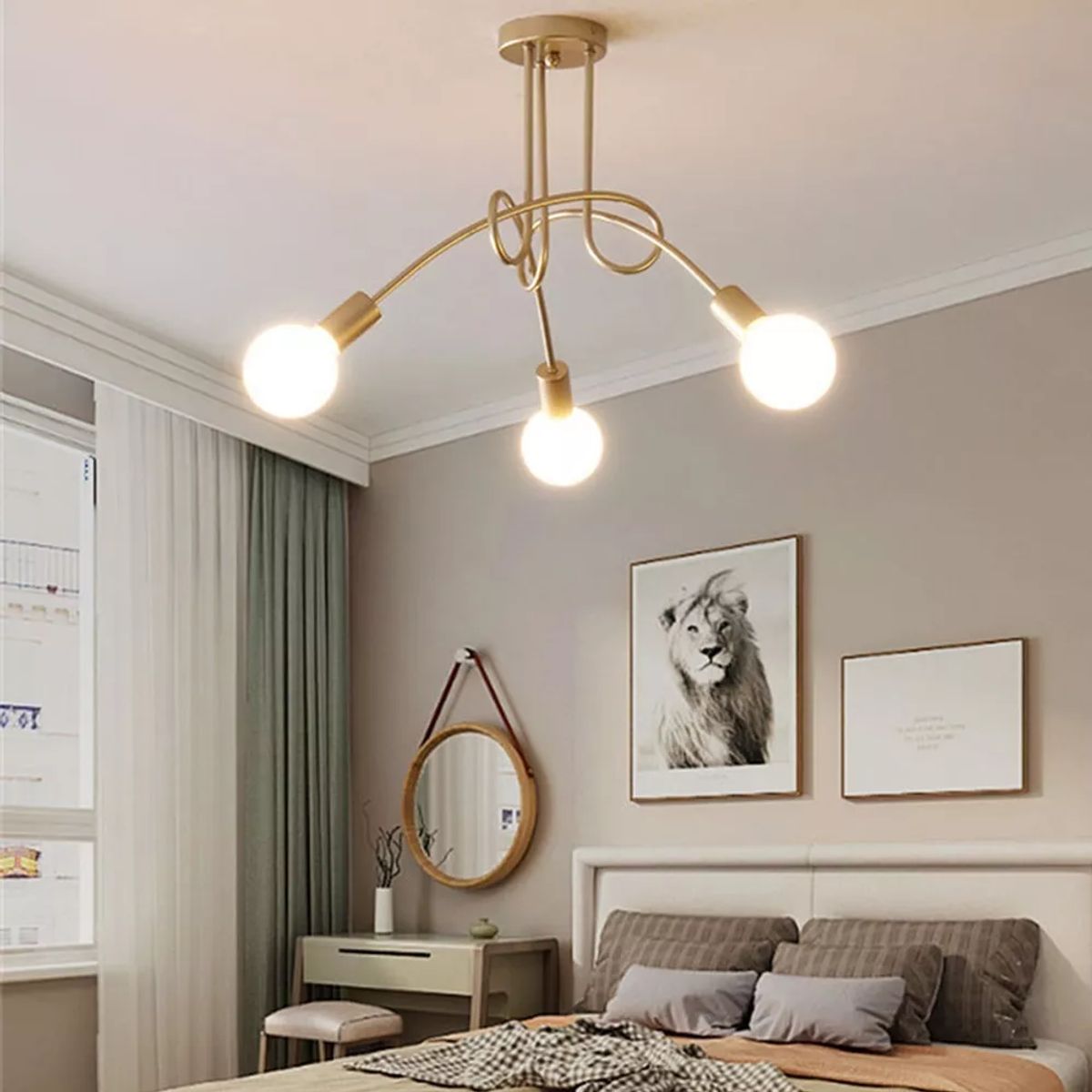 CASA NEW - Lámpara De Techo Vintage De 5 LED Dorado