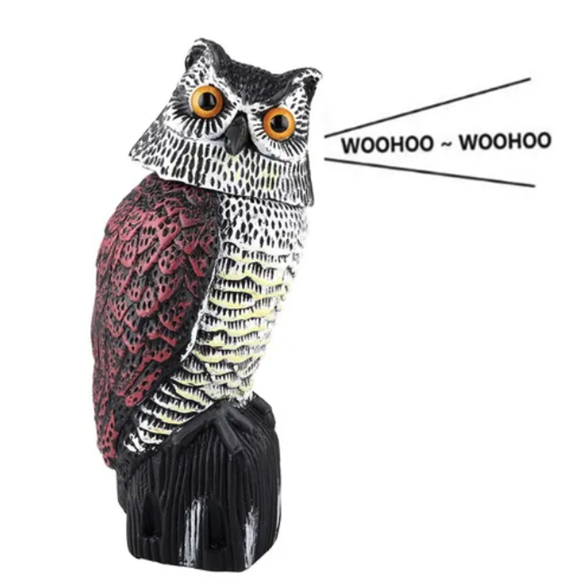 GENERICO - Búho Con Sonido Espanta Paloma Antipaloma Cabeza Giratoria