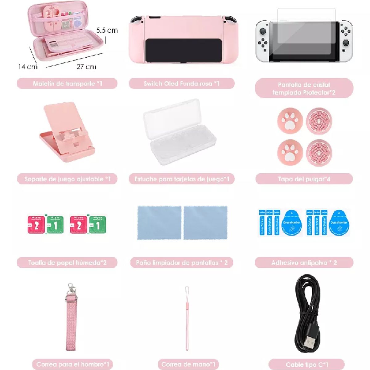 GENERICO - Estuche Protector Sakura Para Nintendo Switch Oled 23 En 1