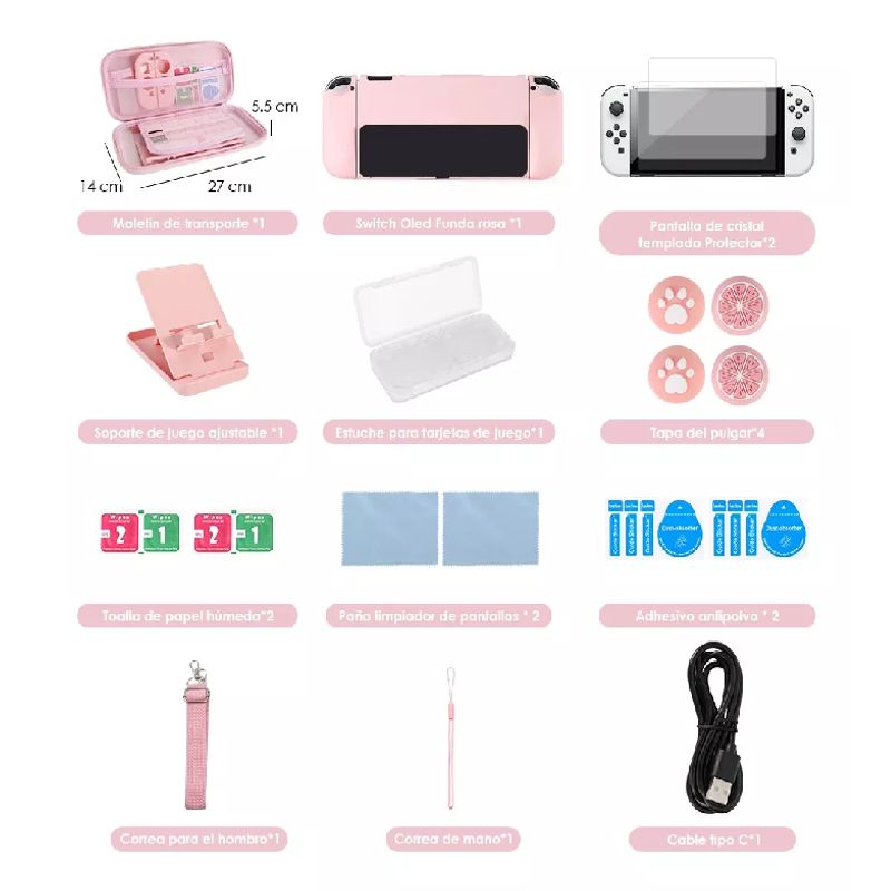 GENERICO - Estuche Protector Sakura Para Nintendo Switch Oled 23 En 1