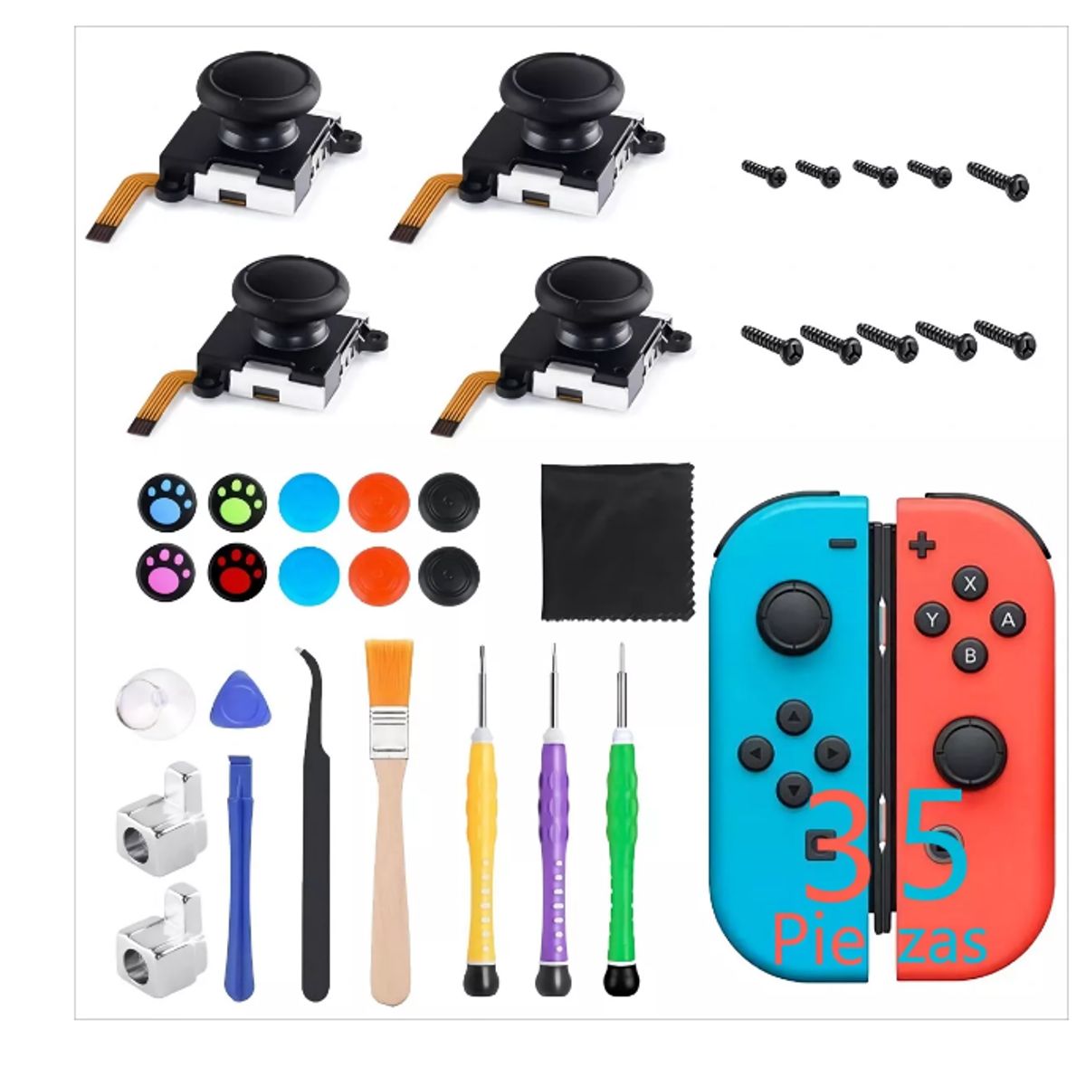 GENERICO - Kit De Reparación Mando Joycon Para Nintendo Switch 35 Pieza