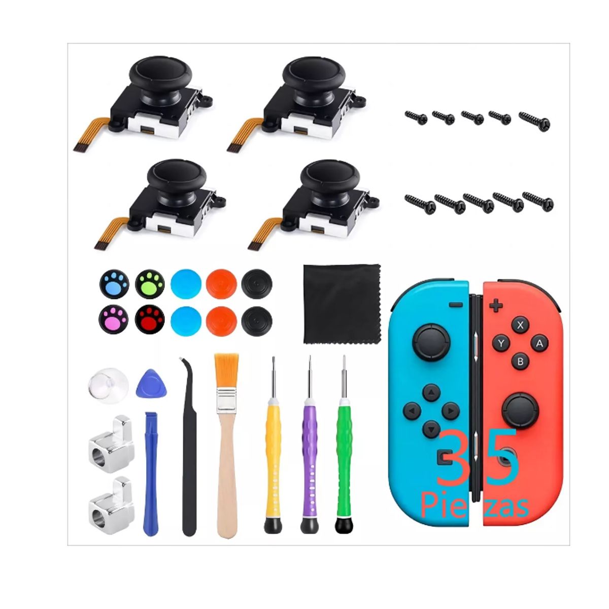 GENERICO - Kit De Reparación Mando Joycon Para Nintendo Switch 35 Pieza