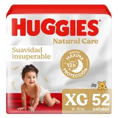 HUGGIES - Pañales Natural Care XG 2 X 52 unidades 104 pañales