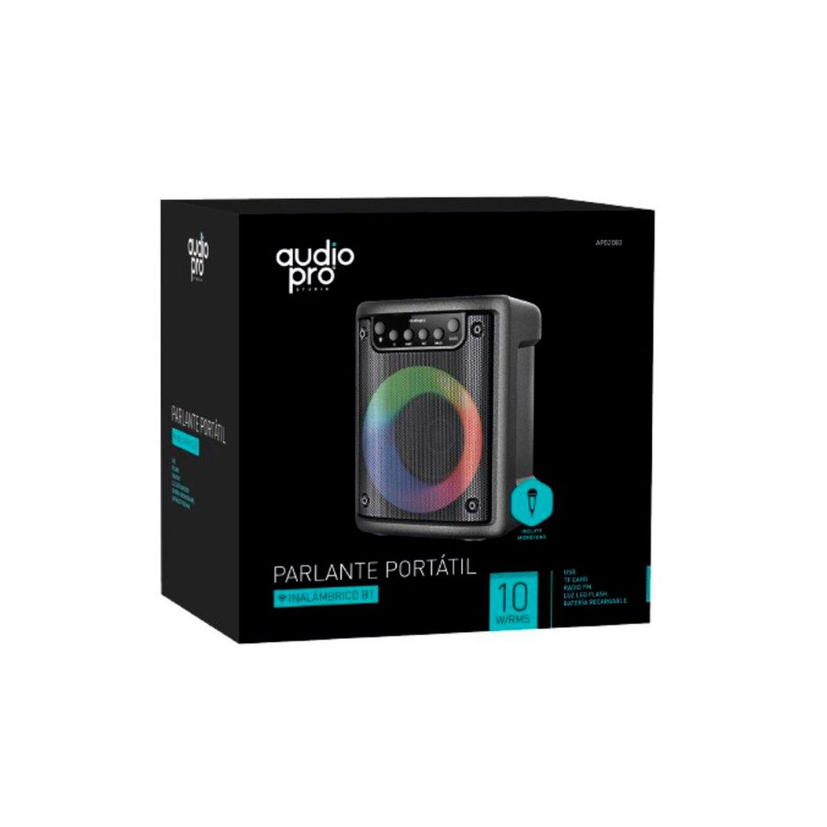 AUDIOPRO - Parlante Portatil 10W Recargable + Microfono AP02084