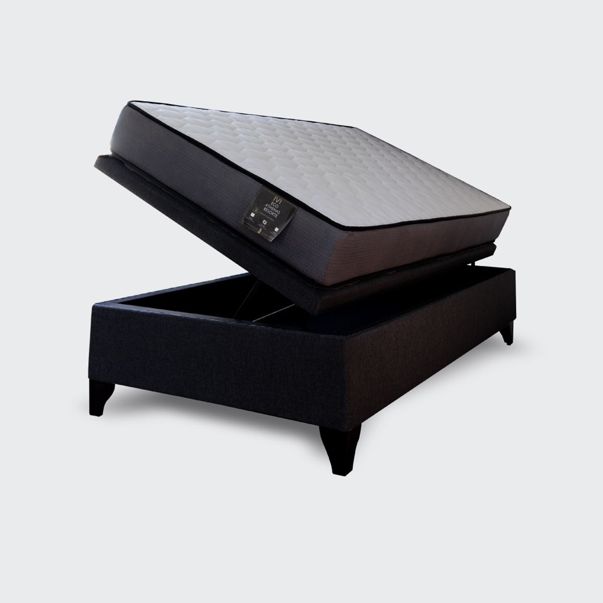 GENERICO - Cama Baúl 1.5 plazas Athenas apertura horizontal negro