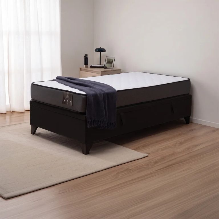 Cama Baul 1 plaza Athenas apertura horizontal negro