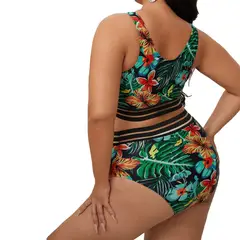 HIPSY - Bikini tiro alto transparencia Eagle floral tropico