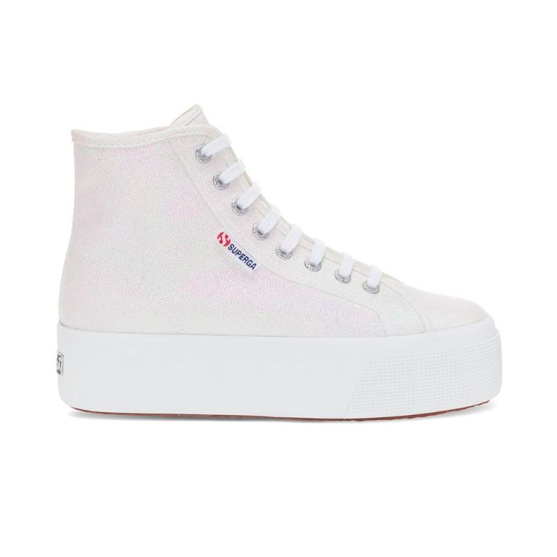 SUPERGA - Zapatilla 2708 Hi Top Lame Iridescent - Blanco