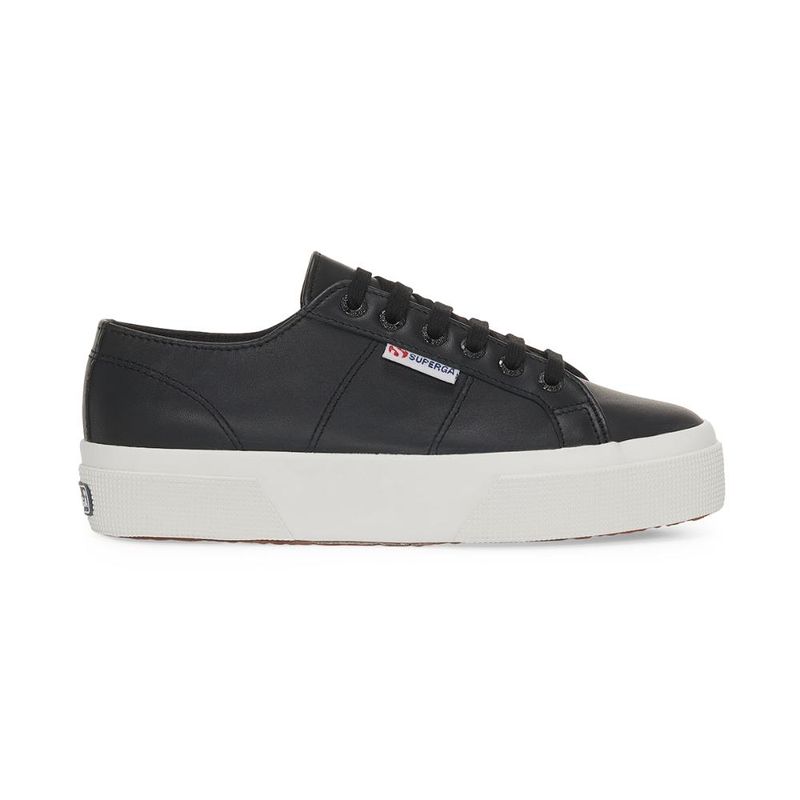 SUPERGA - Zapatilla 2740 Platform Nappa Black White - Negro