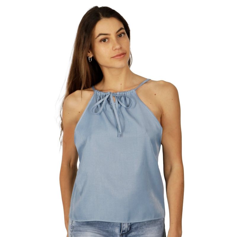 DIVINO JEANS - Polera Lara Celeste Divino Jeans - Celeste