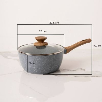 Imagen 2 del producto Cacerola 20 cm Olla Antiadherente de ceramica con tapa Linea Marmolada