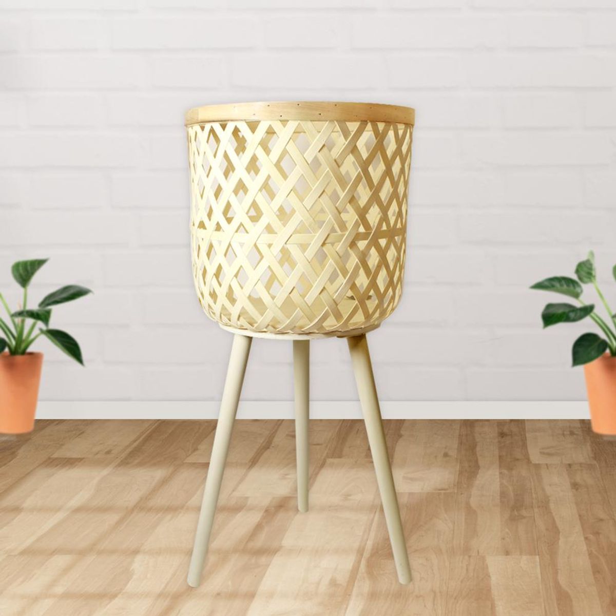 GENERICO - Porta Maceta Macetero Ratan y Bambu L