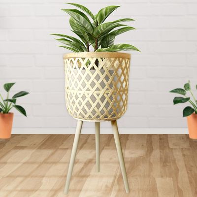 Imagen 2 del producto Porta Maceta Macetero Ratan y Bambu L