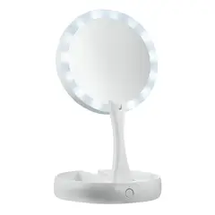 GENERICO - Espejo Con Luz Led Para Maquillaje Plegable + Aumento X 10