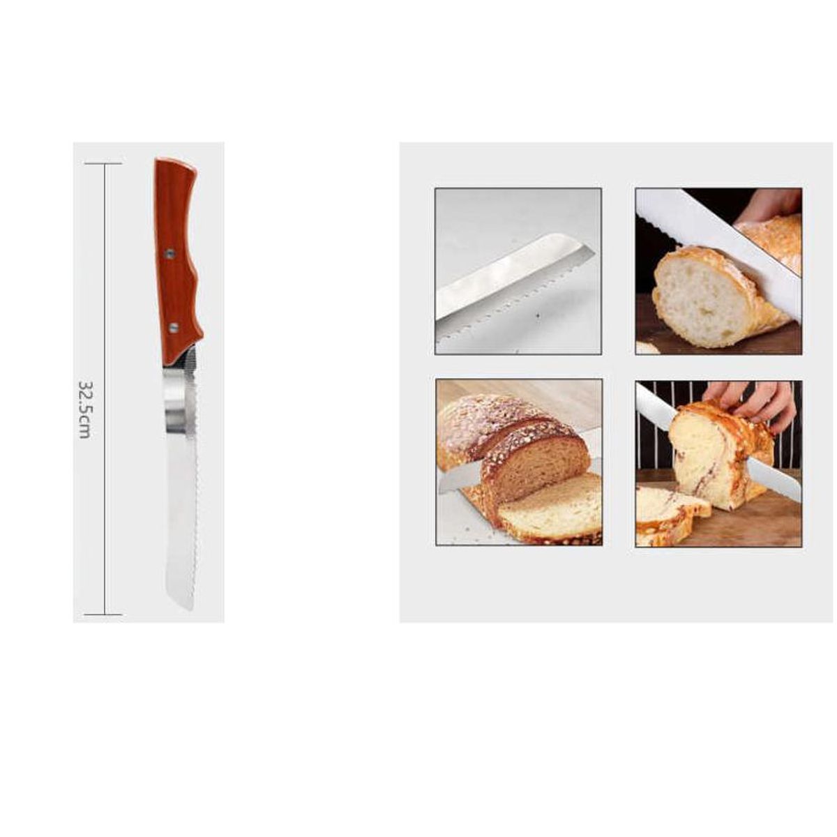 GENERICO - Cuchillo de pan con mango de madera