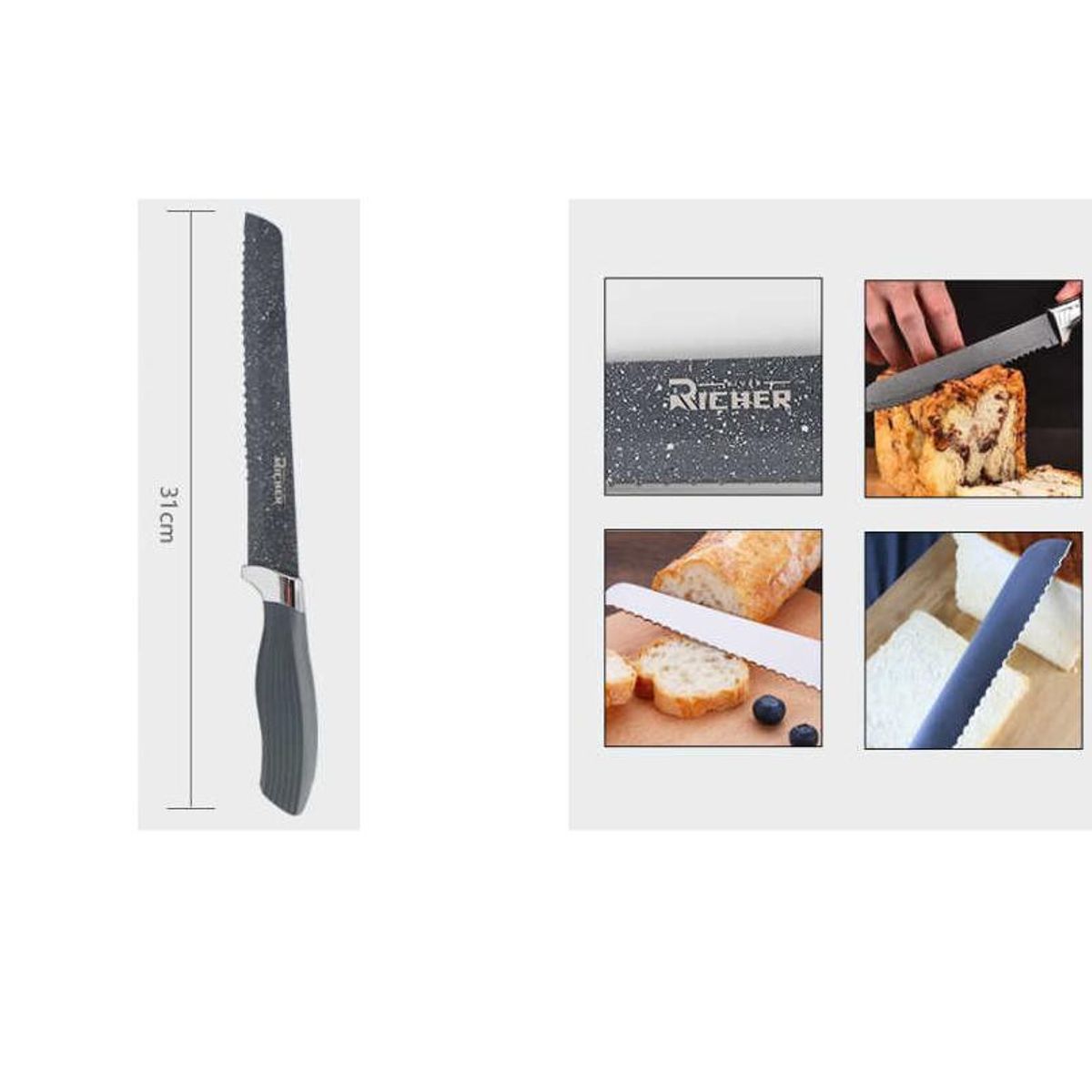 GENERICO - Cuchillo de pan con mango de plastico