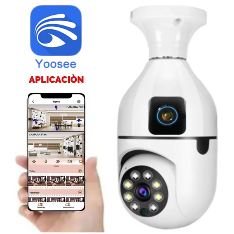 GENERICO - Camara Doble Inalámbrica IP de Soquete Full HD Yoosee
